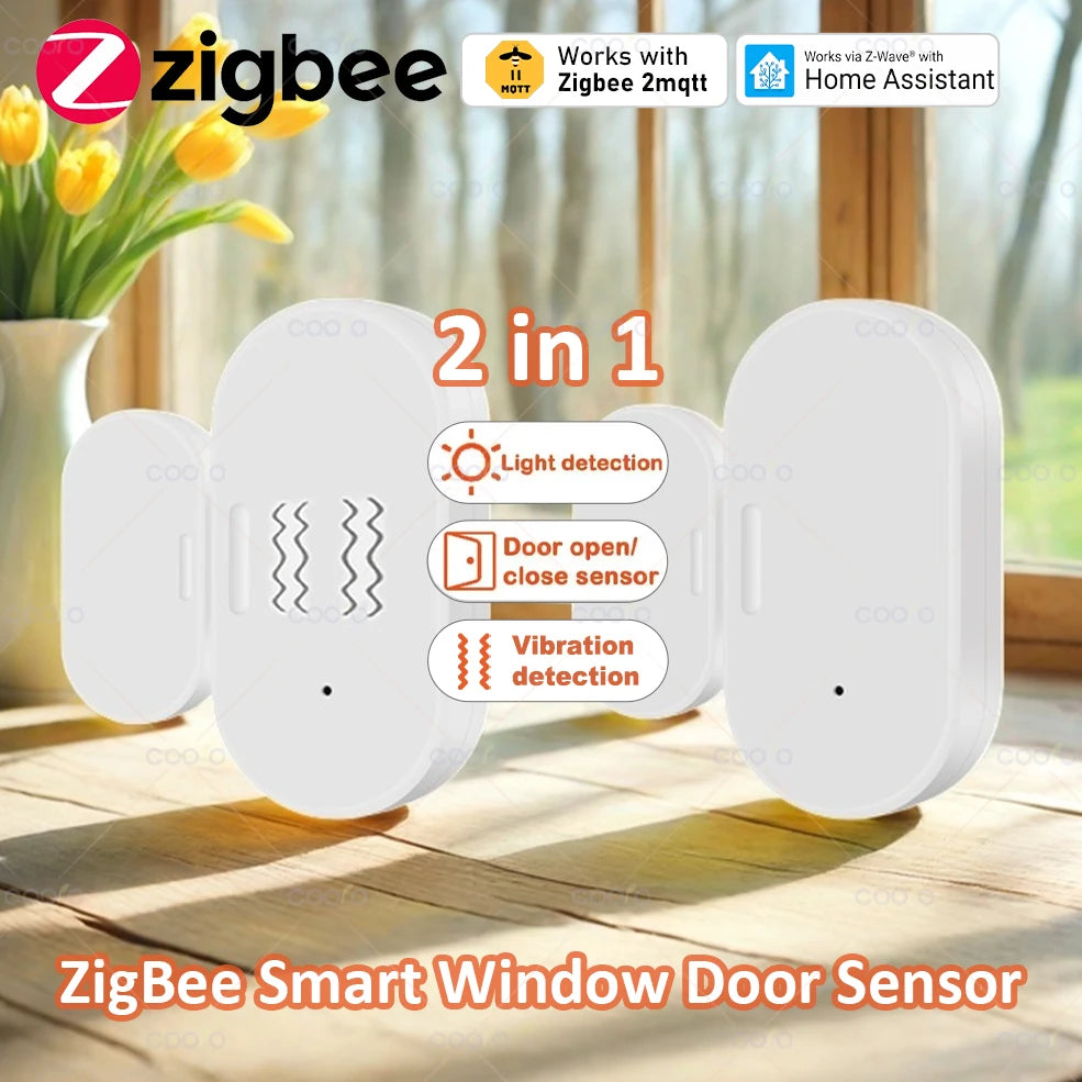 極簡居家美學｜ZigBee 智能門窗感應器 (光照感應/震動偵測/防盜聯動)