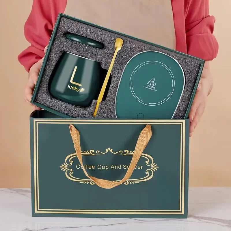 極簡桌搭美學｜智能恆溫暖暖杯組 (55°C重力感應)