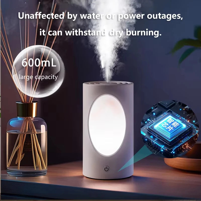 極簡桌搭美學｜質感無線香氛水氧機 (無線充電、七彩氛圍燈)