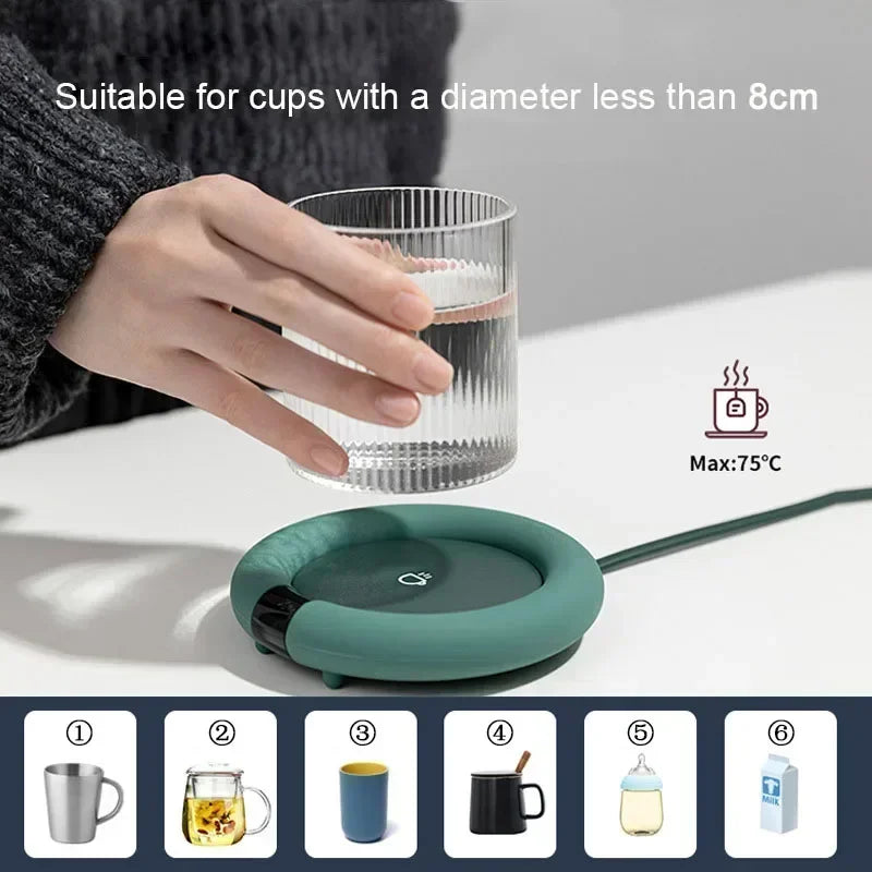 極簡桌搭美學｜桌置三檔觸控恆溫杯墊 (數位顯示/安全自動斷電)